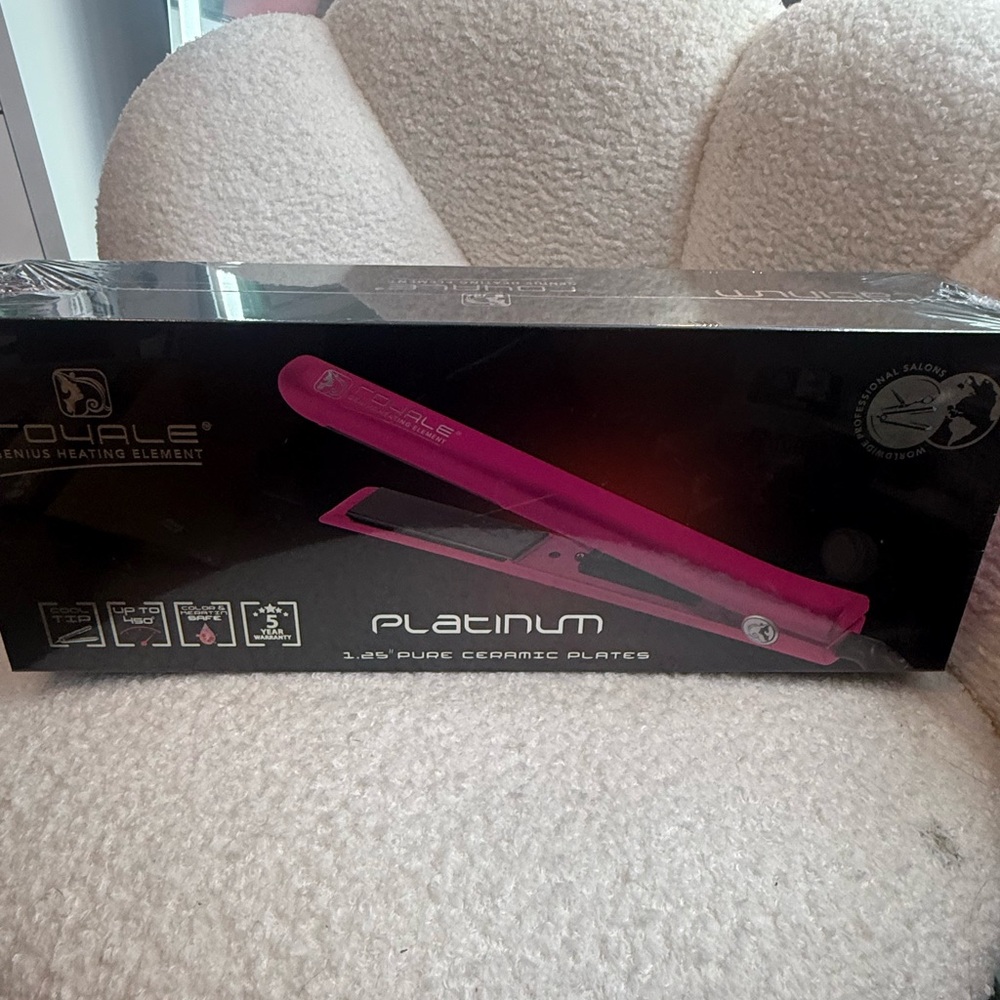Platinum 1.25" Ceramic Flat Iron - Hot Pink